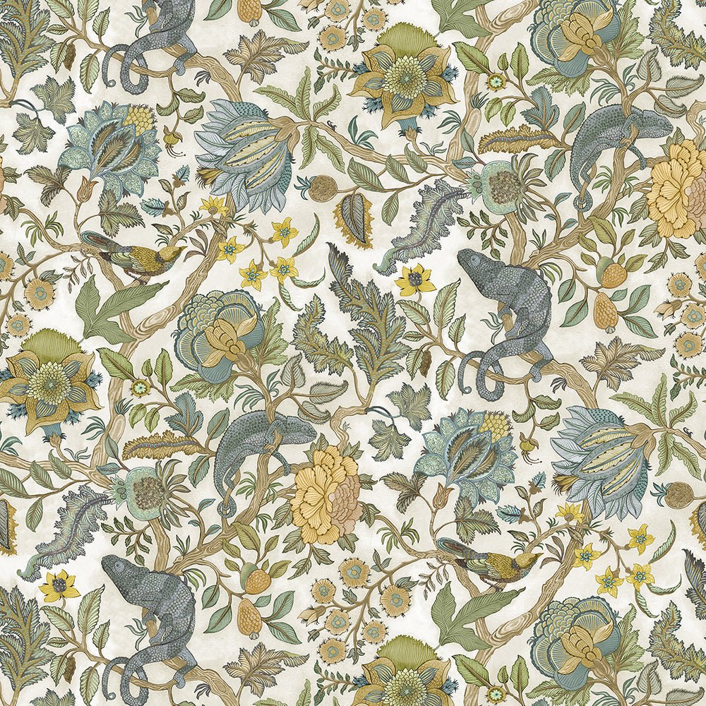 Chameleon Trail Wallpaper - Lemon and Light Blue - Josephine Munsey - JMW-102201 - Premier Wallcovering
