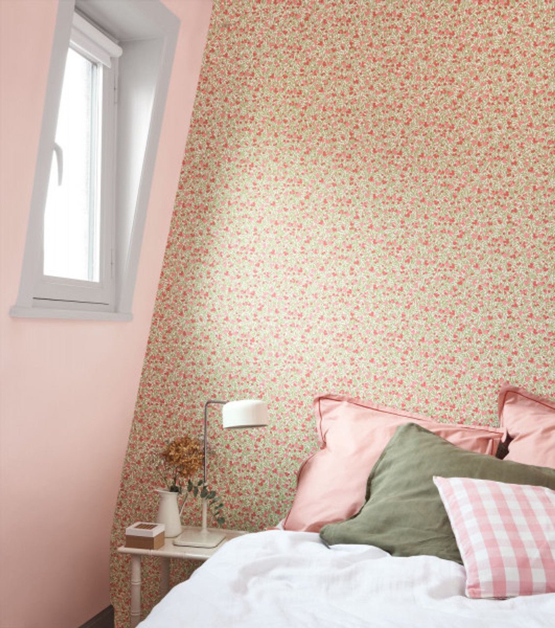 Cherry Flower Market Wallpaper - Blanc / Rose - Casadeco - 89224303 - Premier Wallcovering