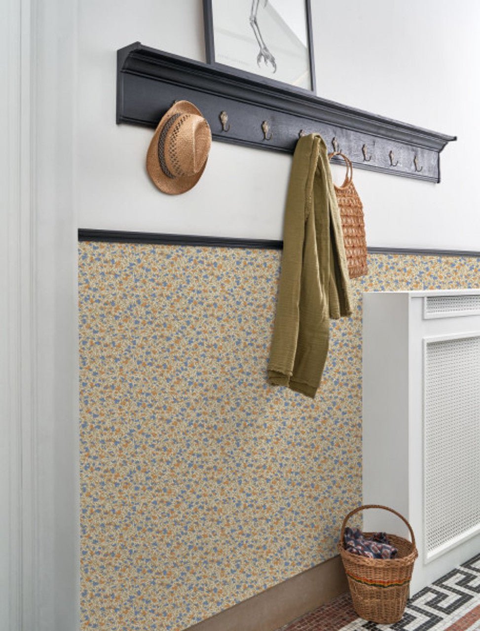 Cherry Flower Market Wallpaper - Naturel / Bleu - Casadeco - 89221221 - Premier Wallcovering