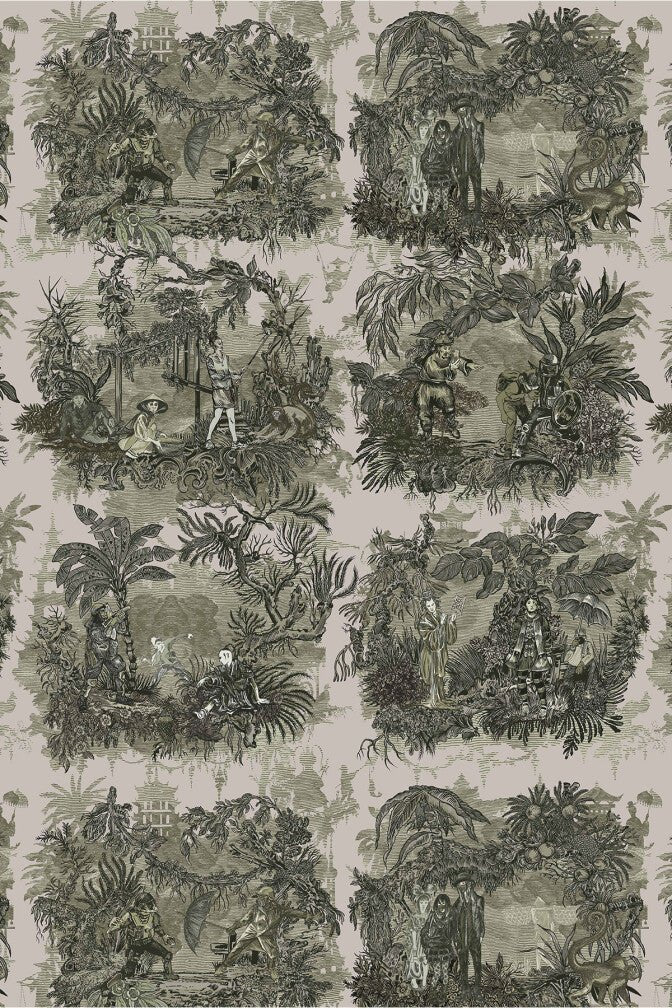 Chinoiserie Toile Wallpaper - Sorrel - Timorous Beasties - TB/CTOILE/LALQ/05 - Premier Wallcovering
