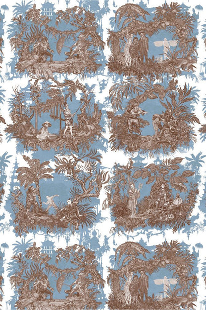 Chinoiserie Toile Wallpaper - Ice Blue Latte - Timorous Beasties - TB/CTOILE/LALQ/01 - Premier Wallcovering