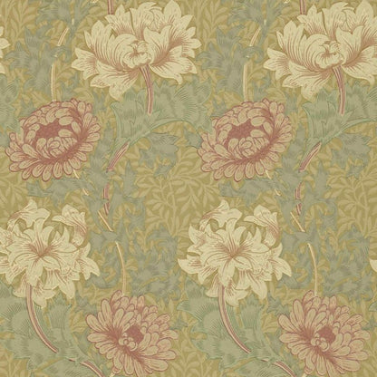 Chrysanthemum Wallpaper - Pink/Yellow/Green - DGW1CY101 - Morris & Co - Premier Wallcovering