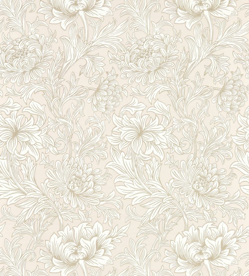 Chrysanthemum Toile Wallpaper - Cochineal Pink - 217070 - Morris & Co - Premier Wallcovering