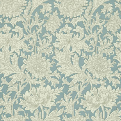 Chrysanthemum Toile Wallpaper - China Blue/Cream - Morris & Co - 210415 - Morris Wallpaper
