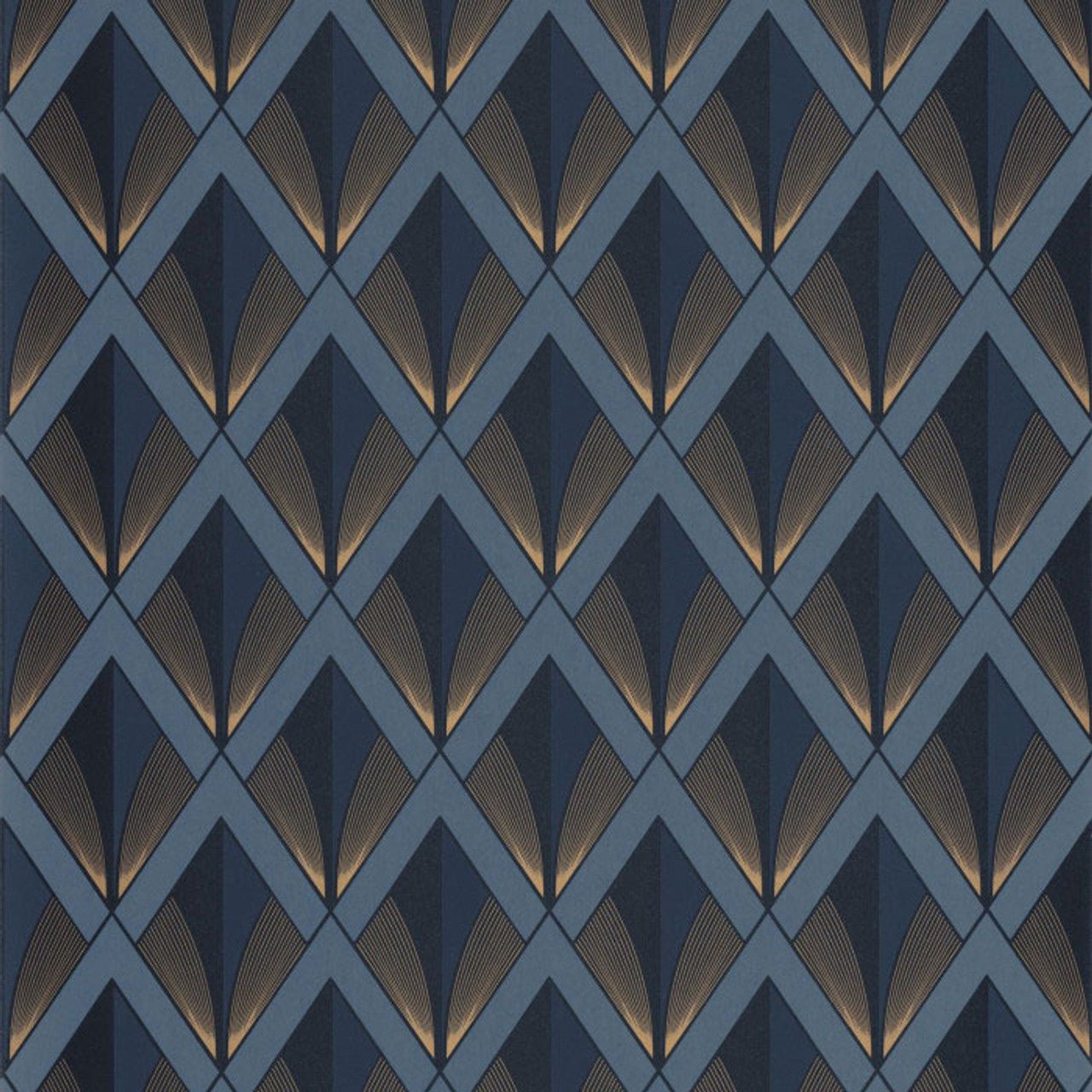 Chrysler Twenties Wallpaper - Bleu Orage - Casadeco - 88676414 - Premier Wallcovering