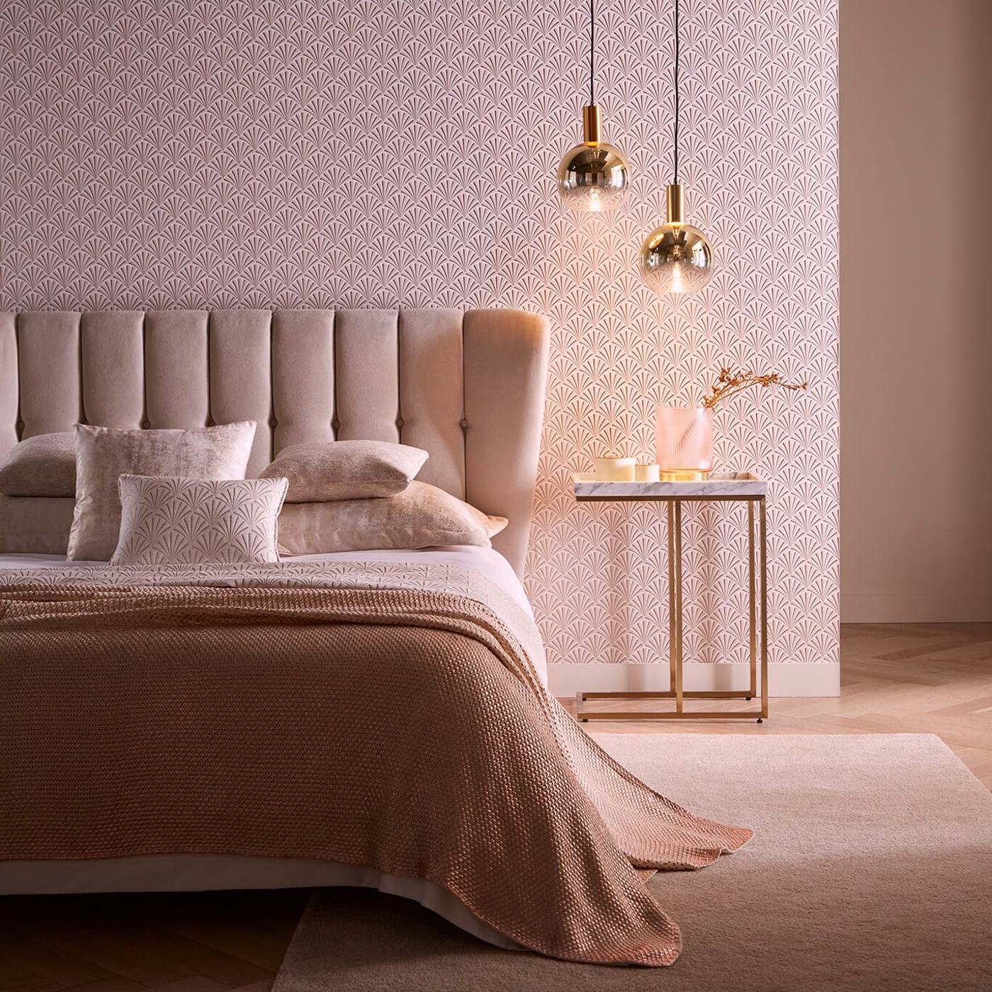 Chrysler Wallpaper - Rose Gold - Clarke & Clarke - W0164/03 - Premier Wallcovering