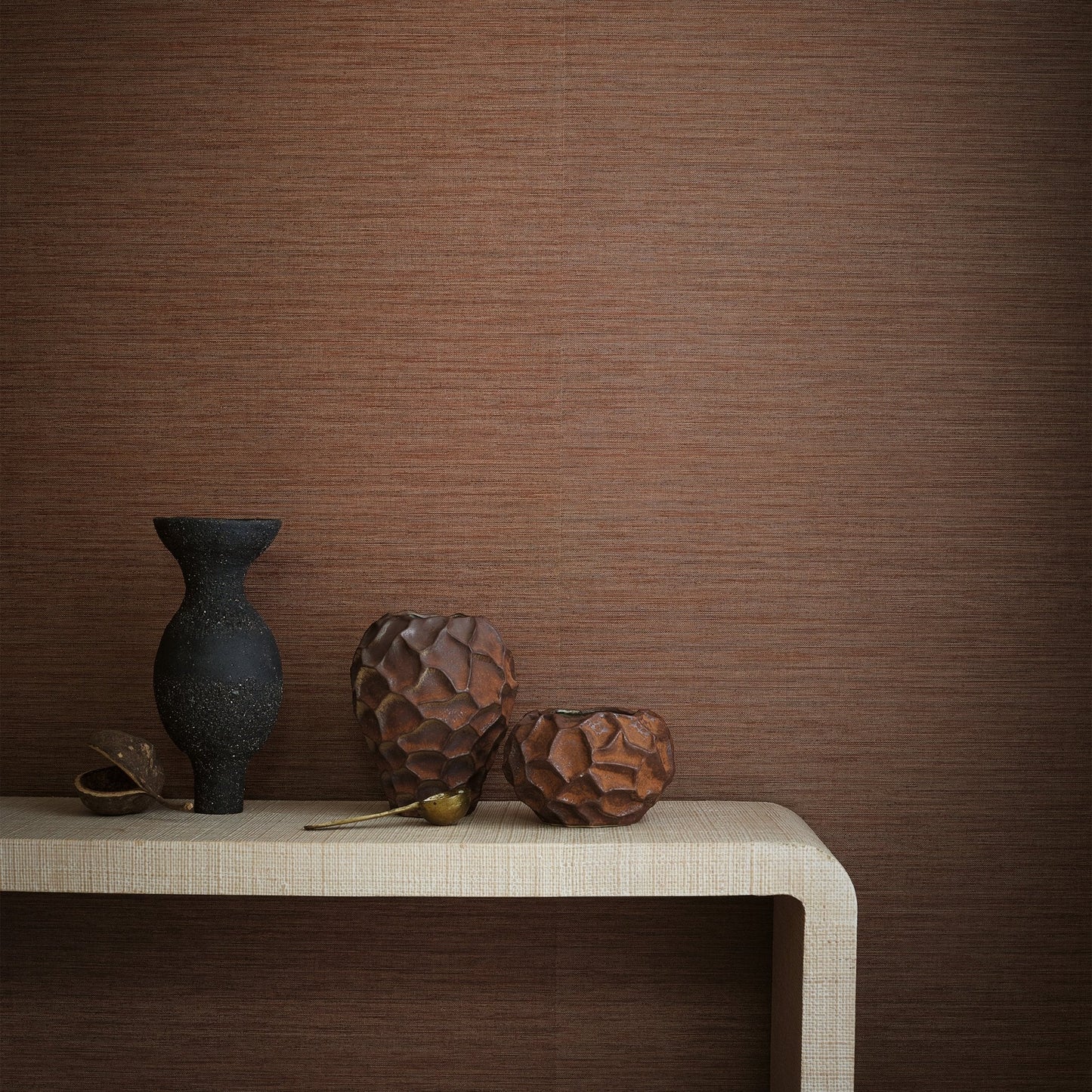 Ciro Abaca Embossed Wallpaper - Russet - Romo - Textured Vol.I - W462/14 - Premier Wallcovering