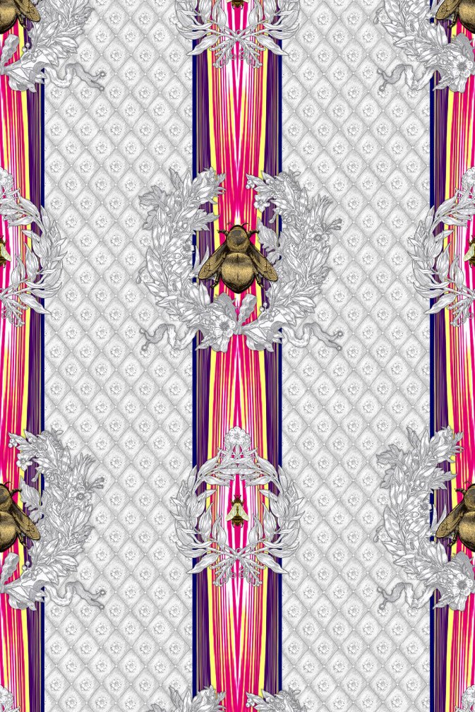 Civic Bee Wallpaper - Silver - Timorous Beasties - TB/CVL/MICA/02 - Premier Wallcovering