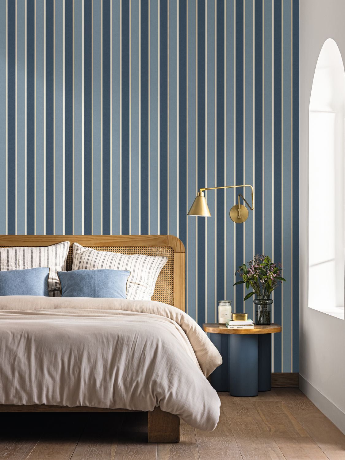 Classic Lines Wallpaper - Bleu denim - Caselio - 106736112
