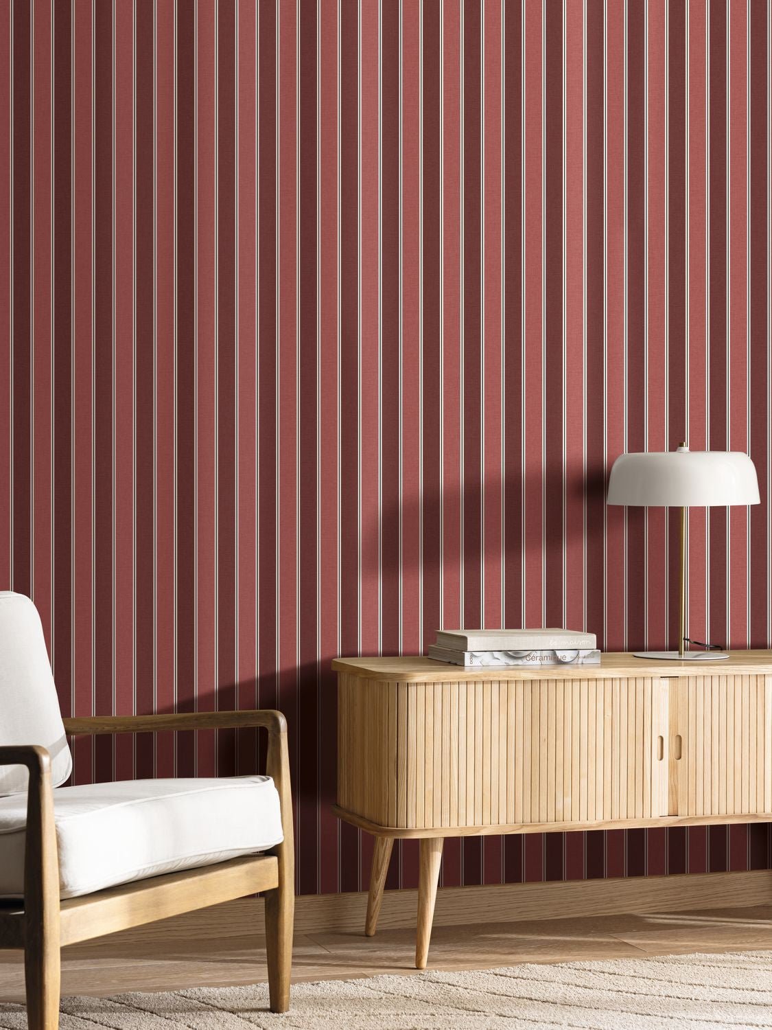 Classic Lines Wallpaper - Bordeaux - Caselio - 106738006