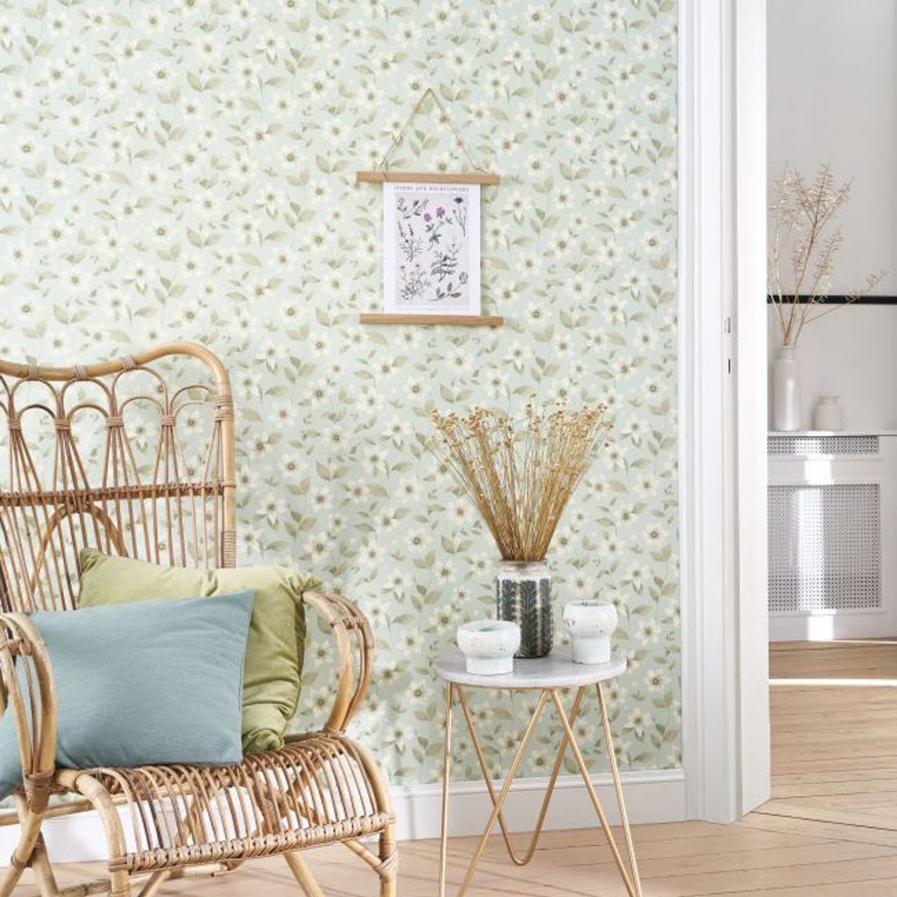 Clematites Gardens Wallpaper - Bleu Grise - Casadeco - 87646120 - Premier Wallcovering