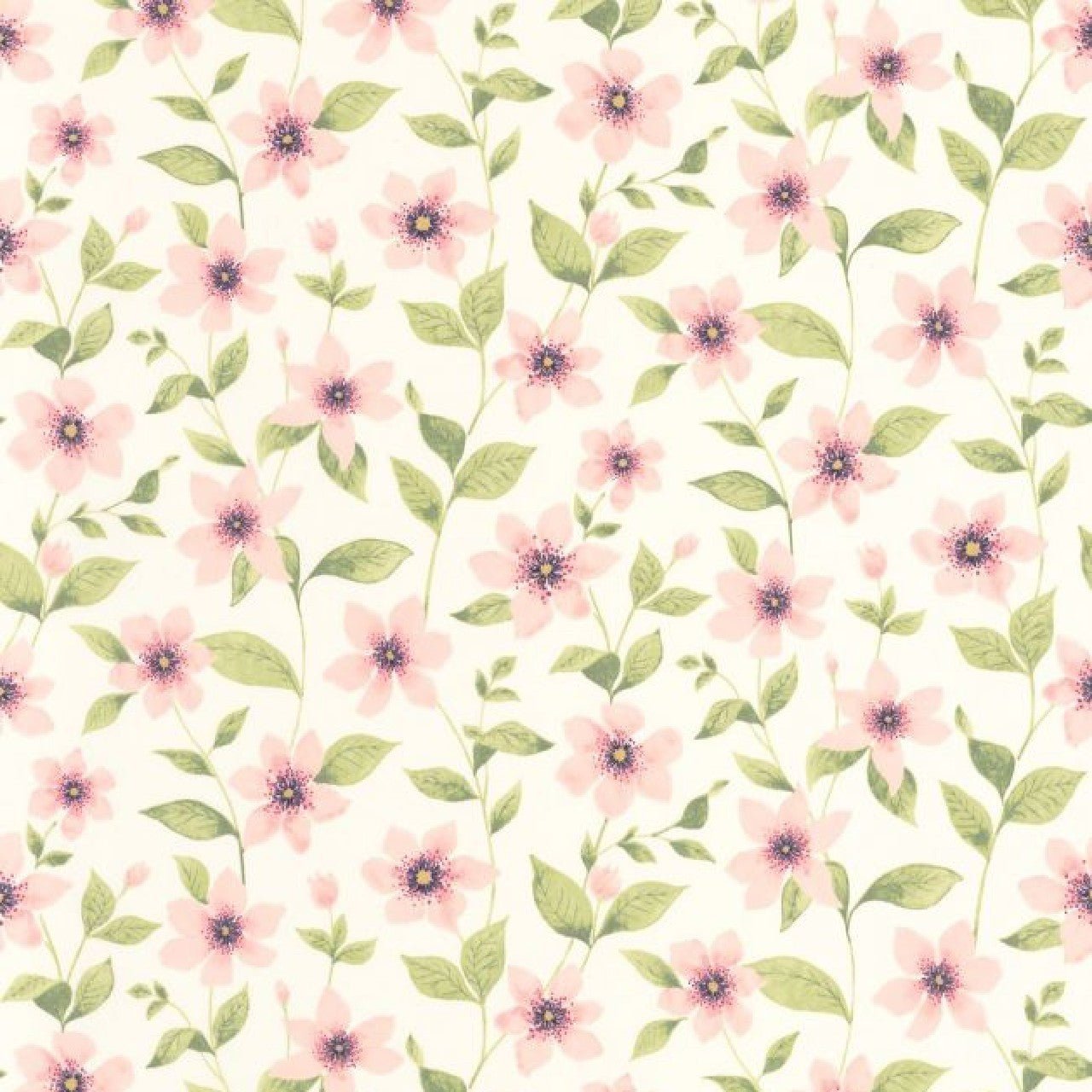 Clematites Gardens Wallpaper - Rose Anglais - Casadeco - 87644352 - Premier Wallcovering