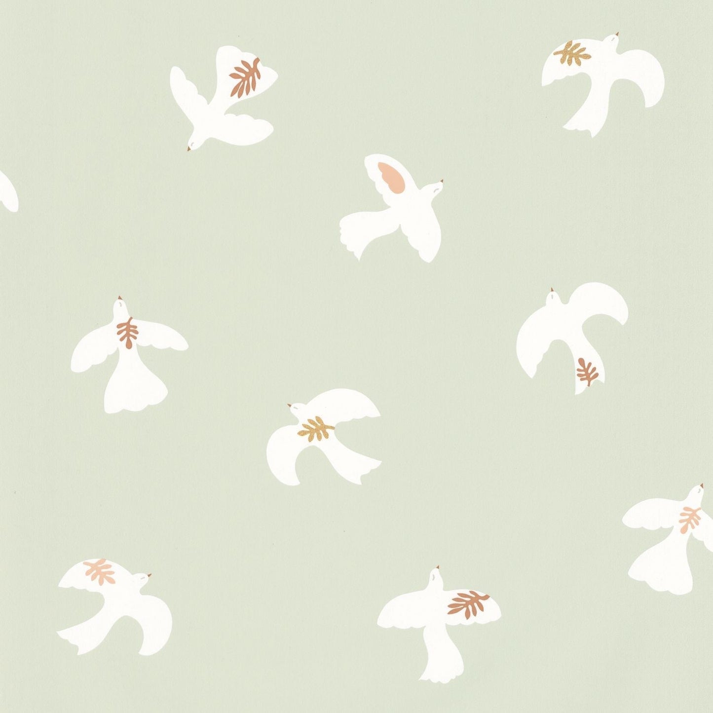 Colombe Wallpaper - Vert D'eau Blanc - Caselio - 104507032