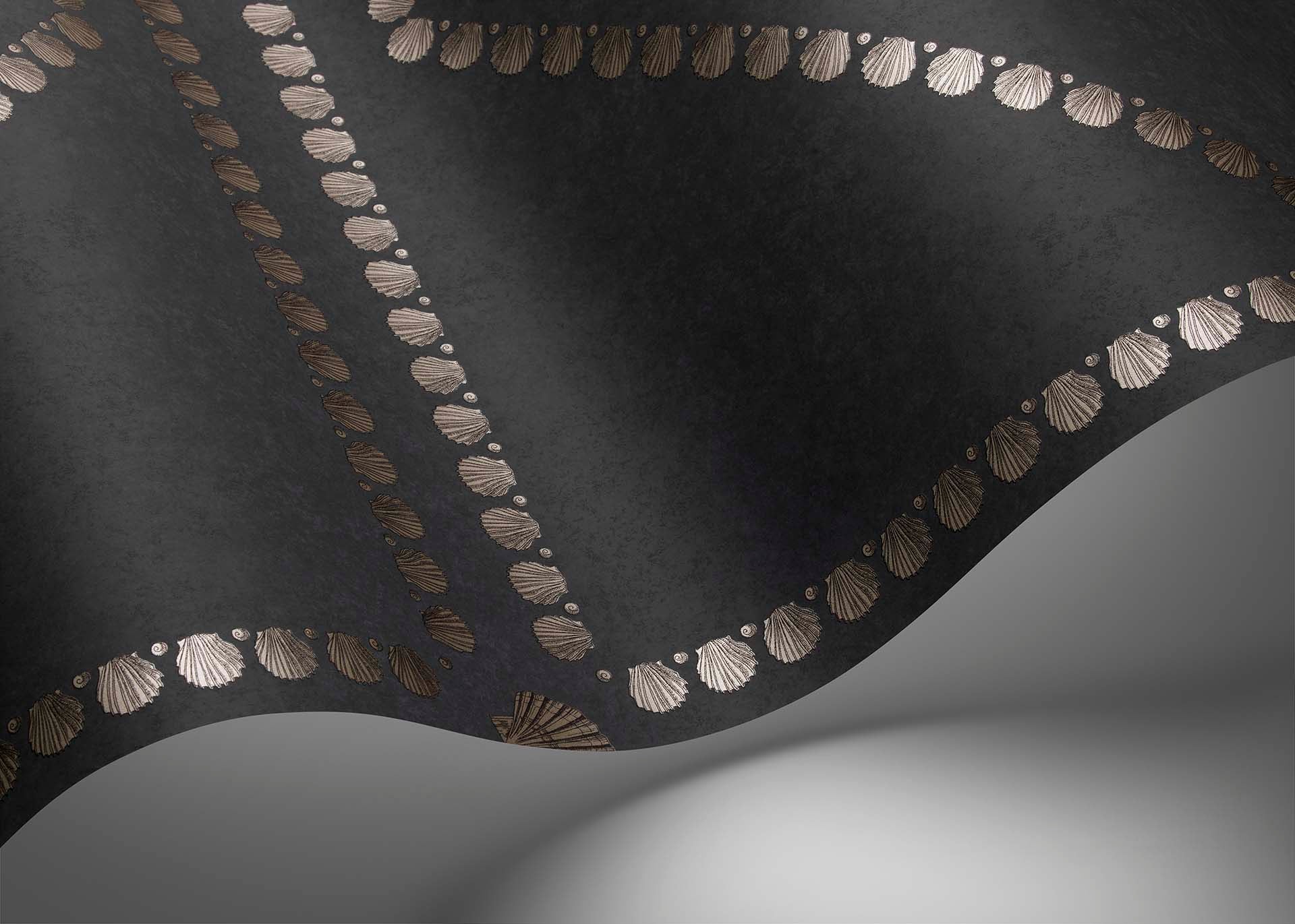Conchiglie Wallpaper - Soft Gold on Charcoal - 123/5023 - Cole & Son - Premier Wallcovering