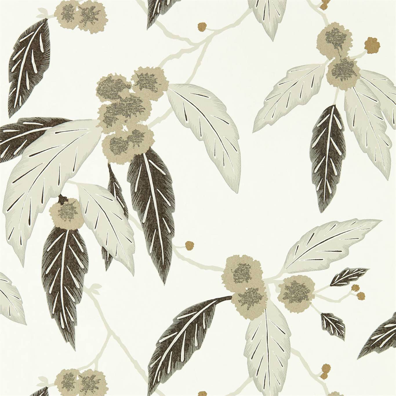 Coppice Wallpaper - Oyster / Ebony / Gilver - Harlequin - HSAW112134