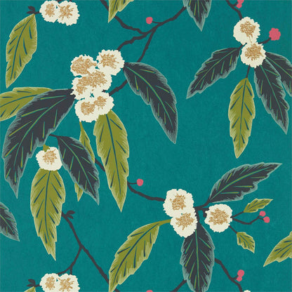 Coppice Wallpaper - Peacock / Azalea / Midnight - Harlequin - HSAW112132