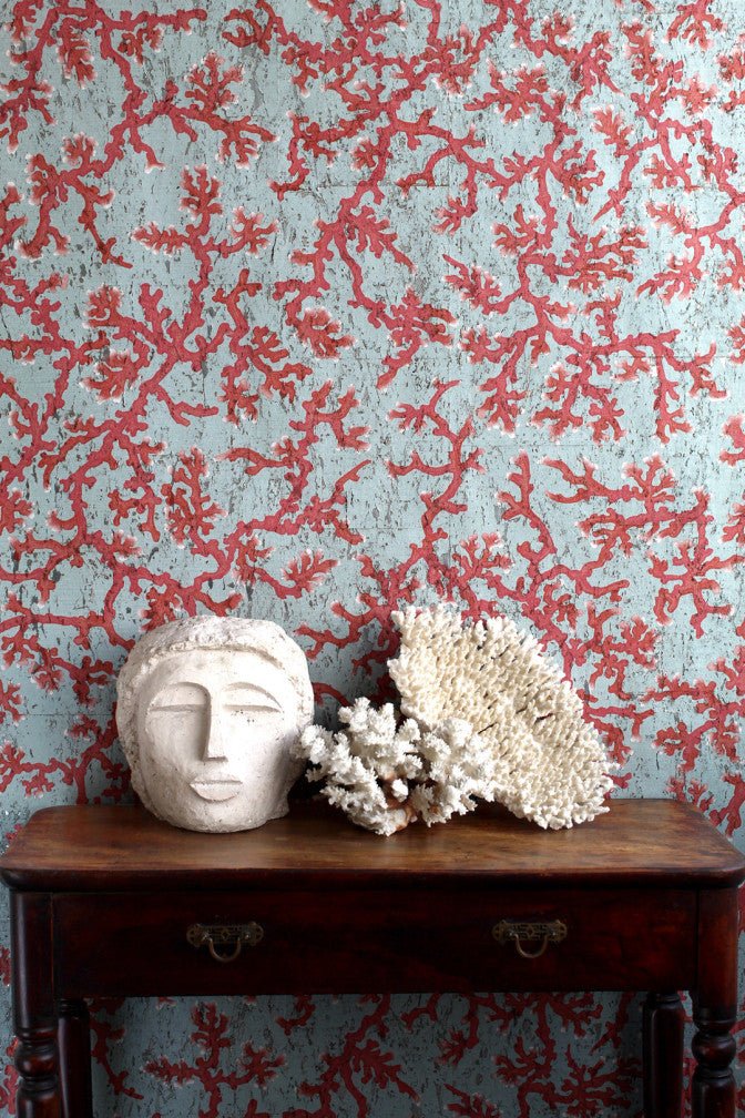 Coral Cork Wallpaper - Pale Blue - Timorous Beasties - SSC/PRC/CK62021/01 - Premier Wallcovering
