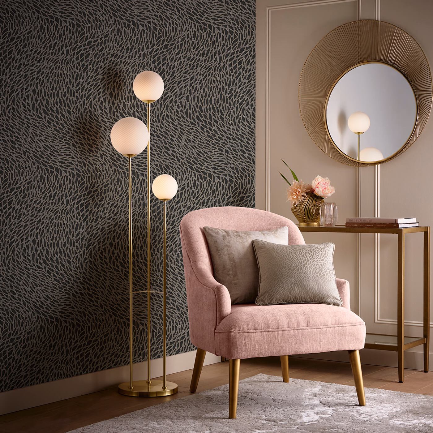 Corallino Wallpaper - Noir - Clarke & Clarke - W0166/02 - Premier Wallcovering