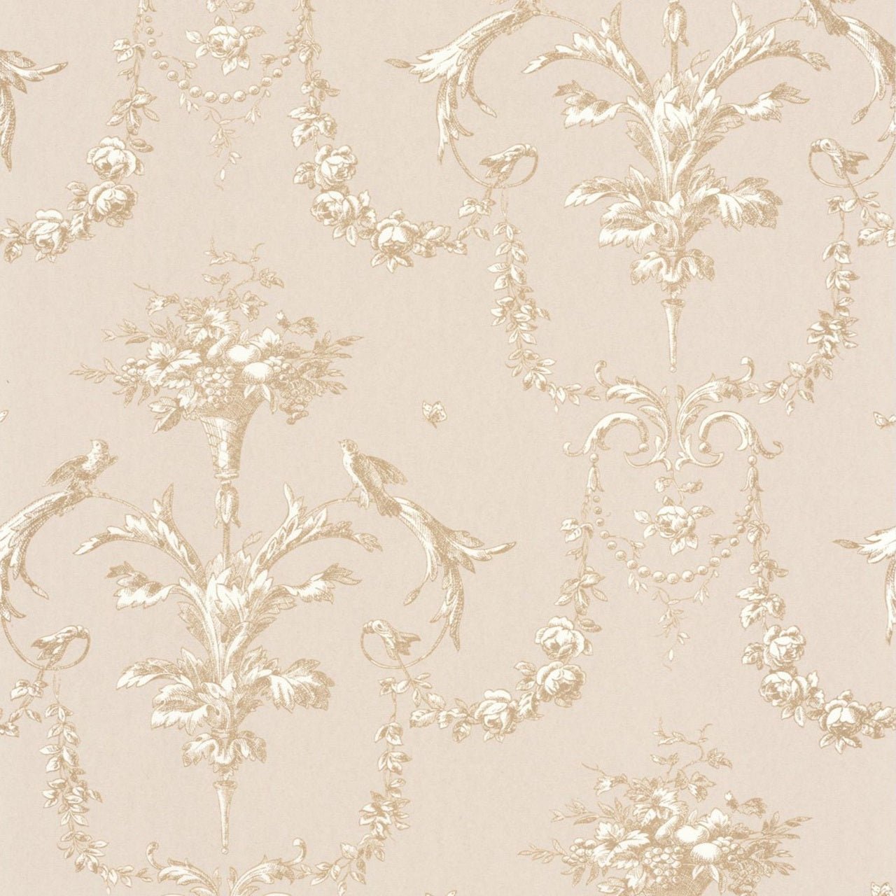 Corne D'Abondance Les Belles Toiles De Jouy Wallpaper - Beige Ficelle - Casadeco - 87921104 - Premier Wallcovering