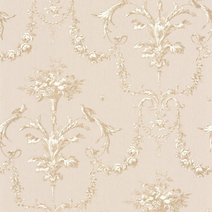 Corne D'Abondance Les Belles Toiles De Jouy Wallpaper - Beige Ficelle - Casadeco - 87921104 - Premier Wallcovering