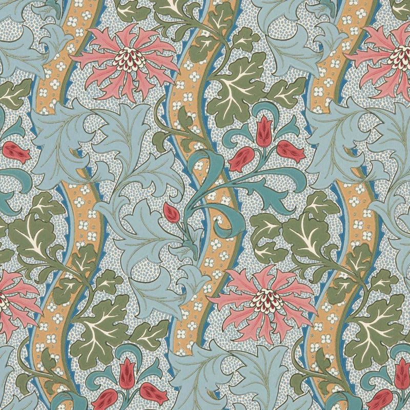 Cornflower Wallpaper - Rose/Woad - Morris & Co - 217582 - Premier Wallcovering