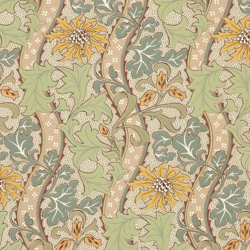 Cornflower Wallpaper - Lemon/Sage - Morris & Co - 217583 - Premier Wallcovering