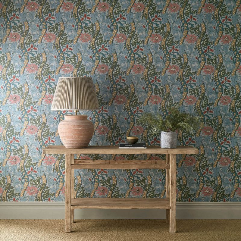 Cornflower Wallpaper - Rose/Woad - Morris & Co - 217582 - Premier Wallcovering