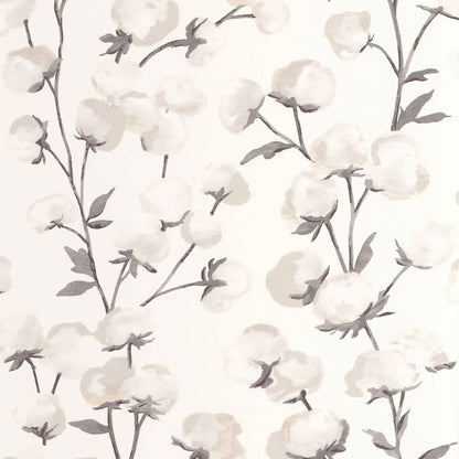 Cotton Flower Soliflore Wallpaper - Fusain - Casadeco - 200290909 - Premier Wallcovering
