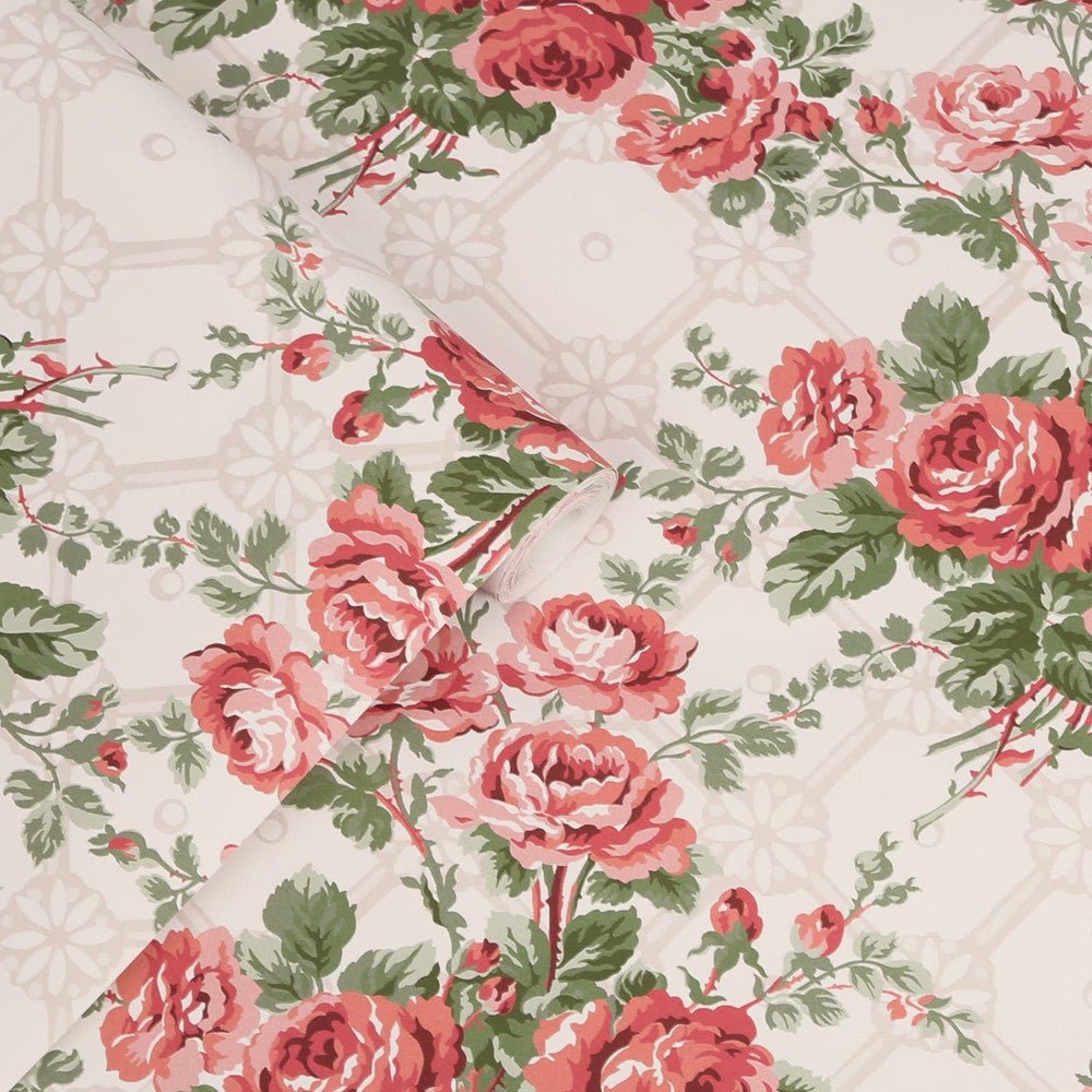 Country Roses Wallpaper - Old Rose Pink - Laura Ashley - 121081 - Premier Wallcovering