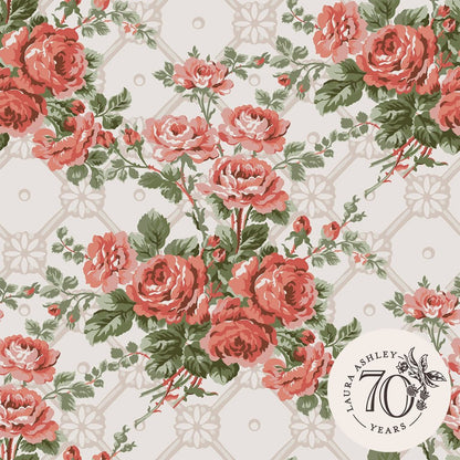 Country Roses Wallpaper - Old Rose Pink - Laura Ashley - 121081 - Premier Wallcovering