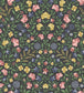 Court Embroidery Wallpaper - Yellow, Rose & Hyacinth Blue on Charcoal - 118/13030 - Cole & Son - Premier Wallcovering