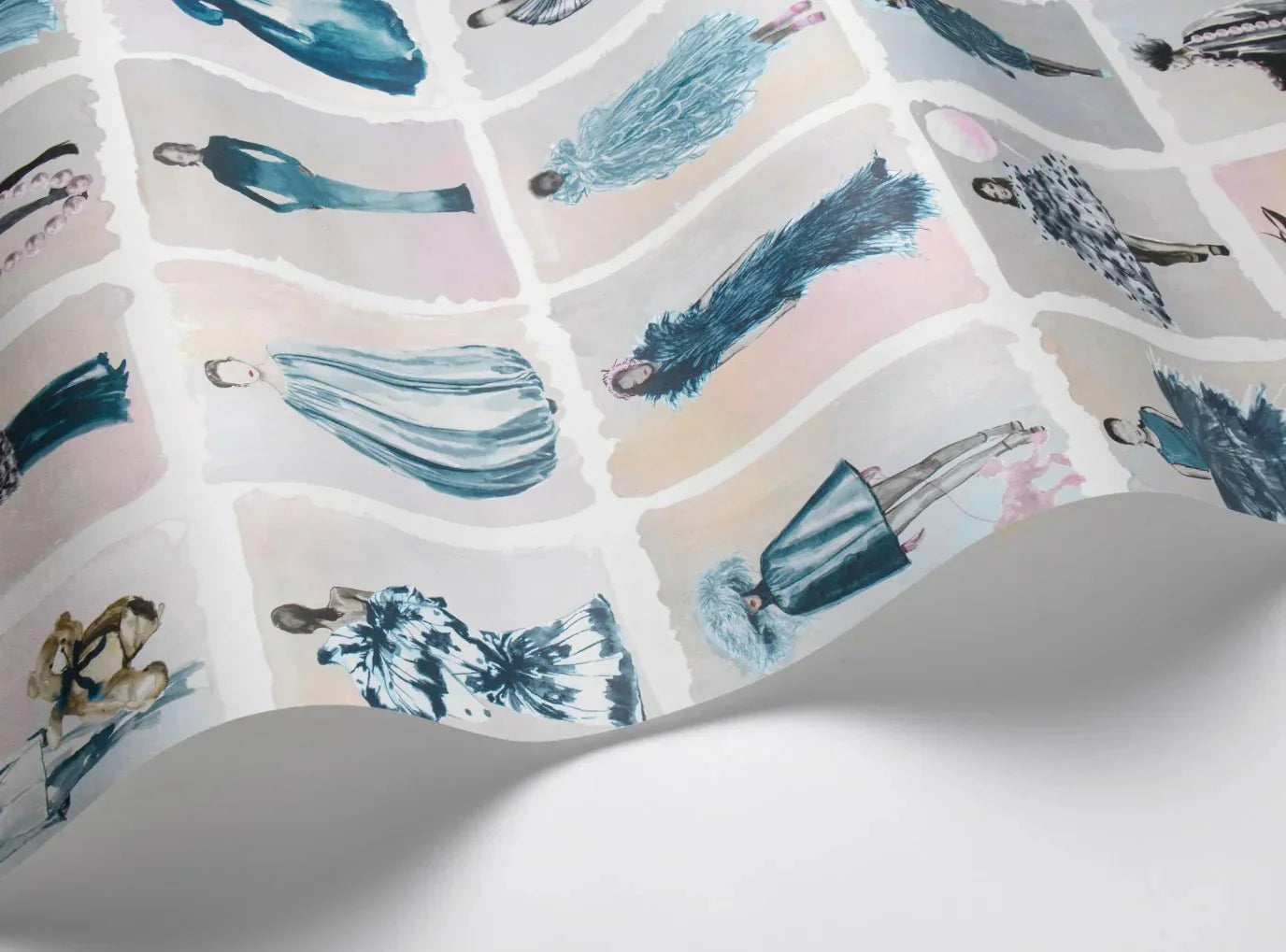 Couture Carousel Wallpaper - China Blue Pearl - 175/1004M - Cole & Son - Premier Wallcovering