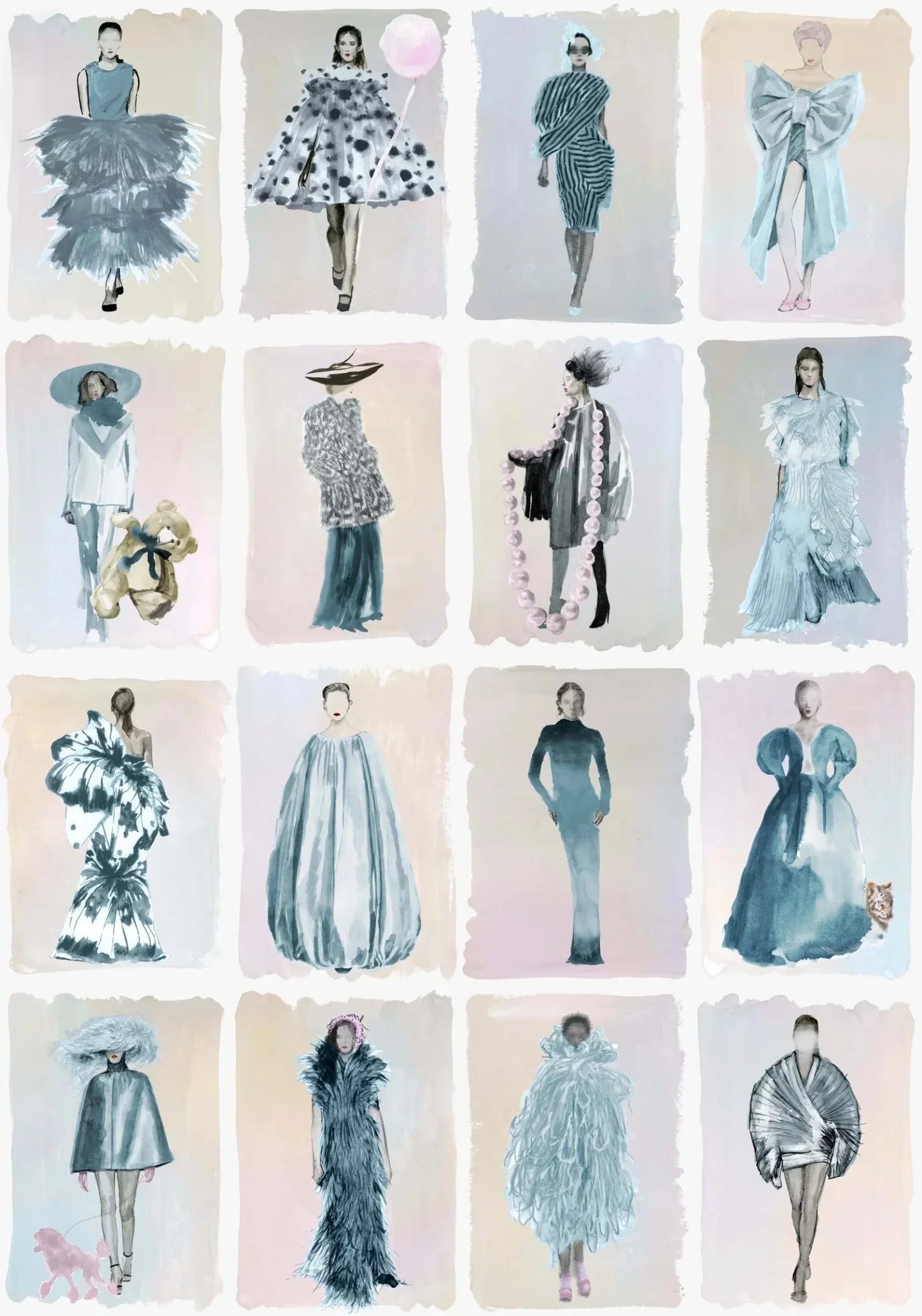 Couture Carousel Wallpaper - China Blue Pearl - 175/1004M - Cole & Son - Premier Wallcovering