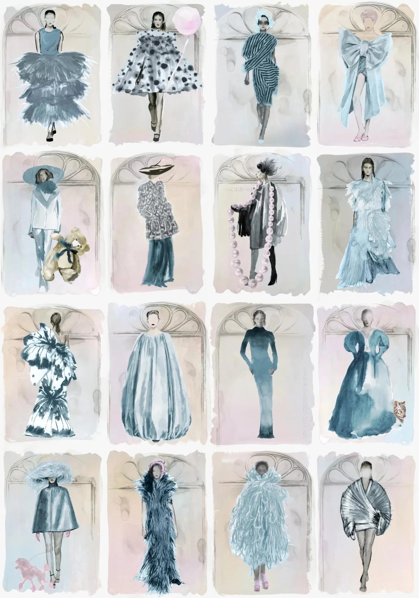 Couture Carousel with Windows Wallpaper - China Blue Pearl - 175/2010M - Cole & Son - Premier Wallcovering