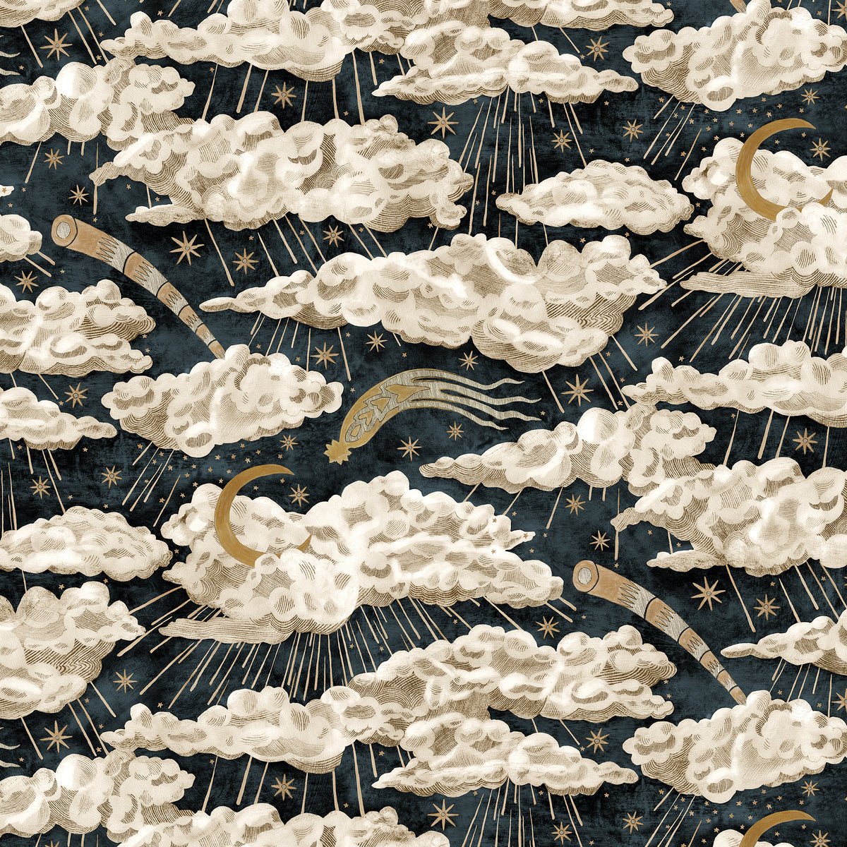 Cumulus Luna Wallpaper - Midnight - Josephine Munsey - JMW-103901 - Premier Wallcovering