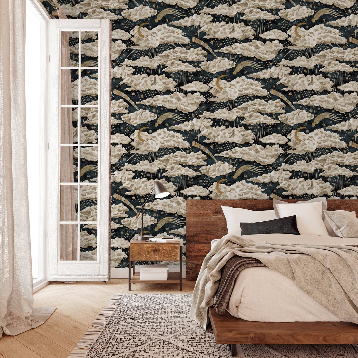 Cumulus Luna Wallpaper - Midnight - Josephine Munsey - JMW-103901 - Premier Wallcovering