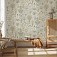 Cynthia Wallpaper - Stone, Light Blue and Olive - Josephine Munsey - JMW-102341 - Premier Wallcovering