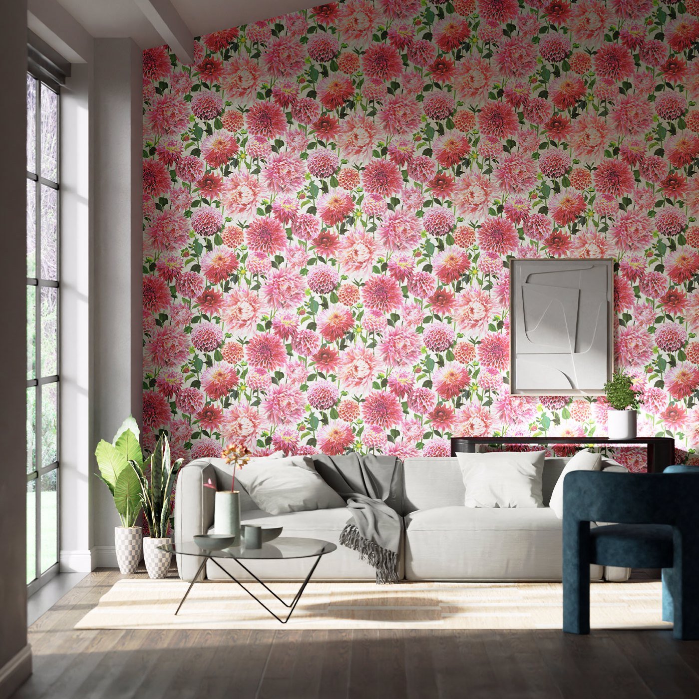 Dahlia Wallpaper - Blossom/Emerald/New Beginnings - Harlequin - HQN2112843
