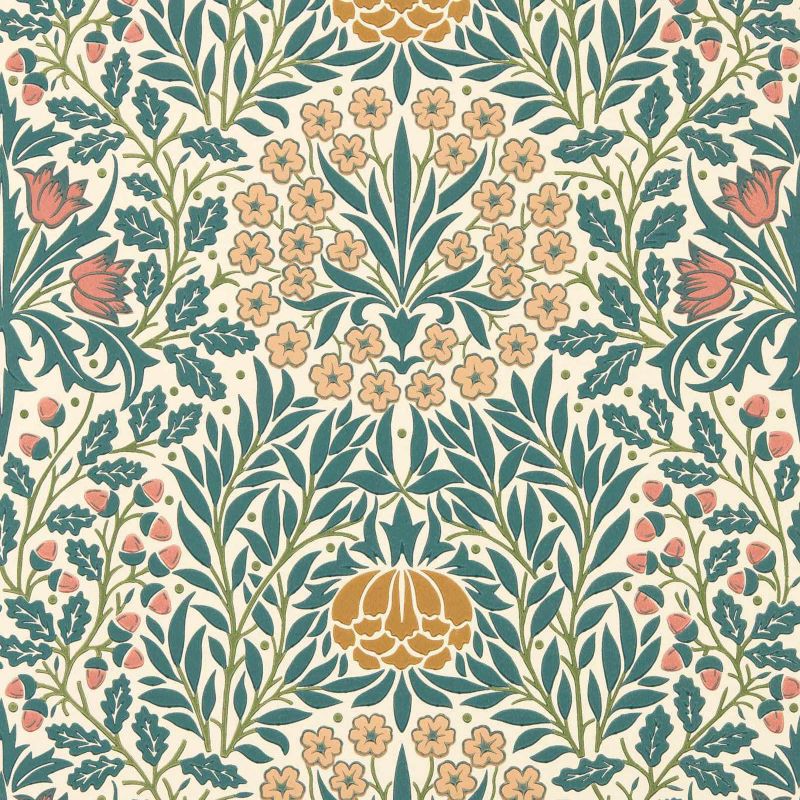Daisy & Oak Wallpaper - Madder/Teal - Morris & Co - 217586 - Premier Wallcovering