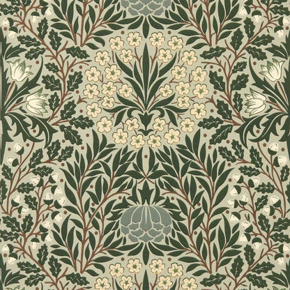 Daisy & Oak Wallpaper - Sage/Forest - Morris & Co - 217585 - Morris Wallpaper