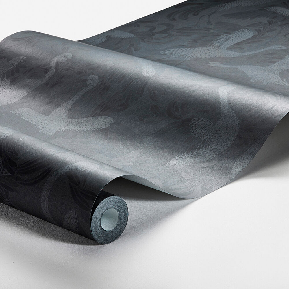 Dancing Crane Wallpaper - Indigo - Boråstapeter - 3128 - Premier Wallcovering