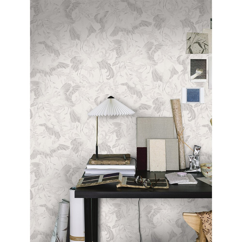Dancing Crane Wallpaper - Sepia - Boråstapeter - 3130 - Premier Wallcovering