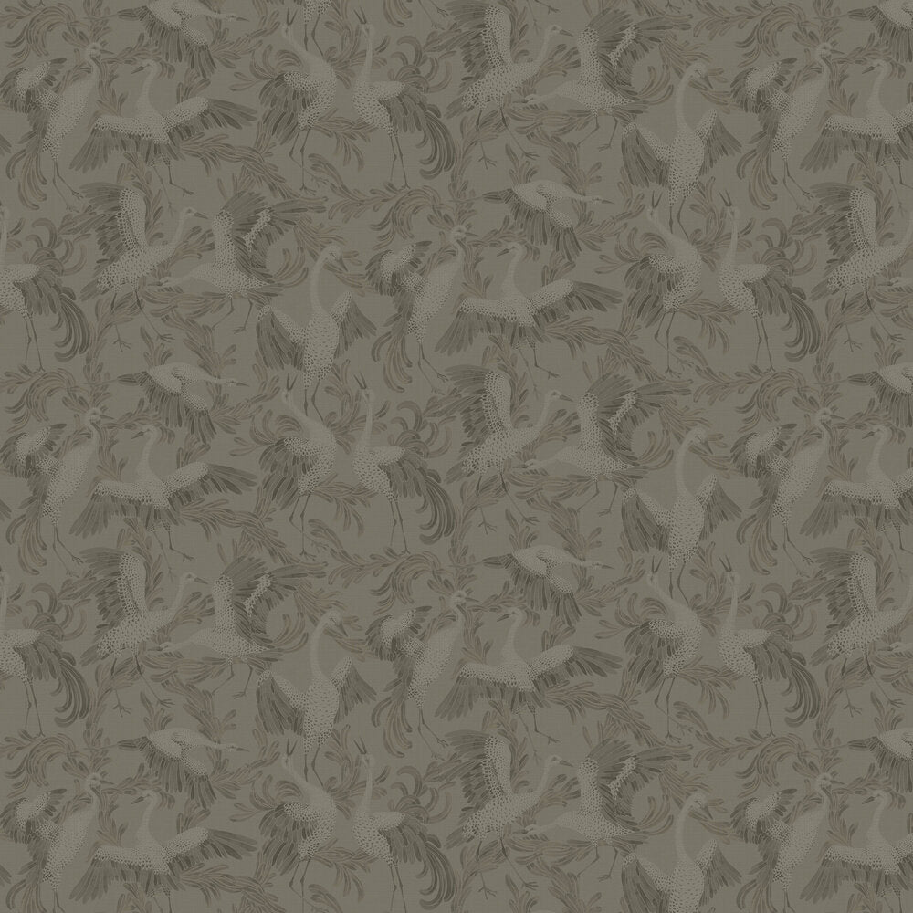 Dancing Crane Wallpaper - Earthy Brown - Boråstapeter - 3127 - Premier Wallcovering
