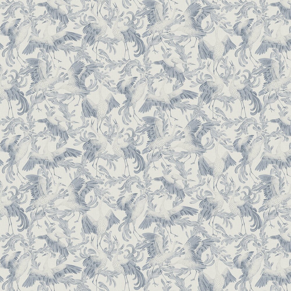 Dancing Crane Wallpaper - Ink and Ivory - Boråstapeter - 3129 - Premier Wallcovering