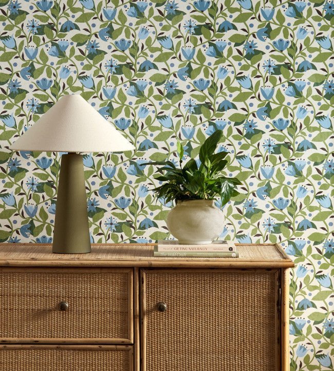 Dancing Daisies Wallpaper - Cornflower - Scion - NSCW113284