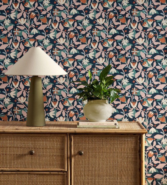 Dancing Daisies Wallpaper - Midnight - Scion - NSCW113282