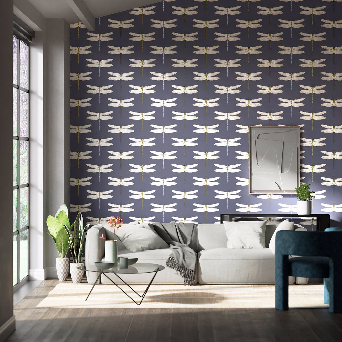 Demoiselle Wallpaper - Ink/Chartreuse - HGAT111243 - Harlequin - Premier Wallcovering