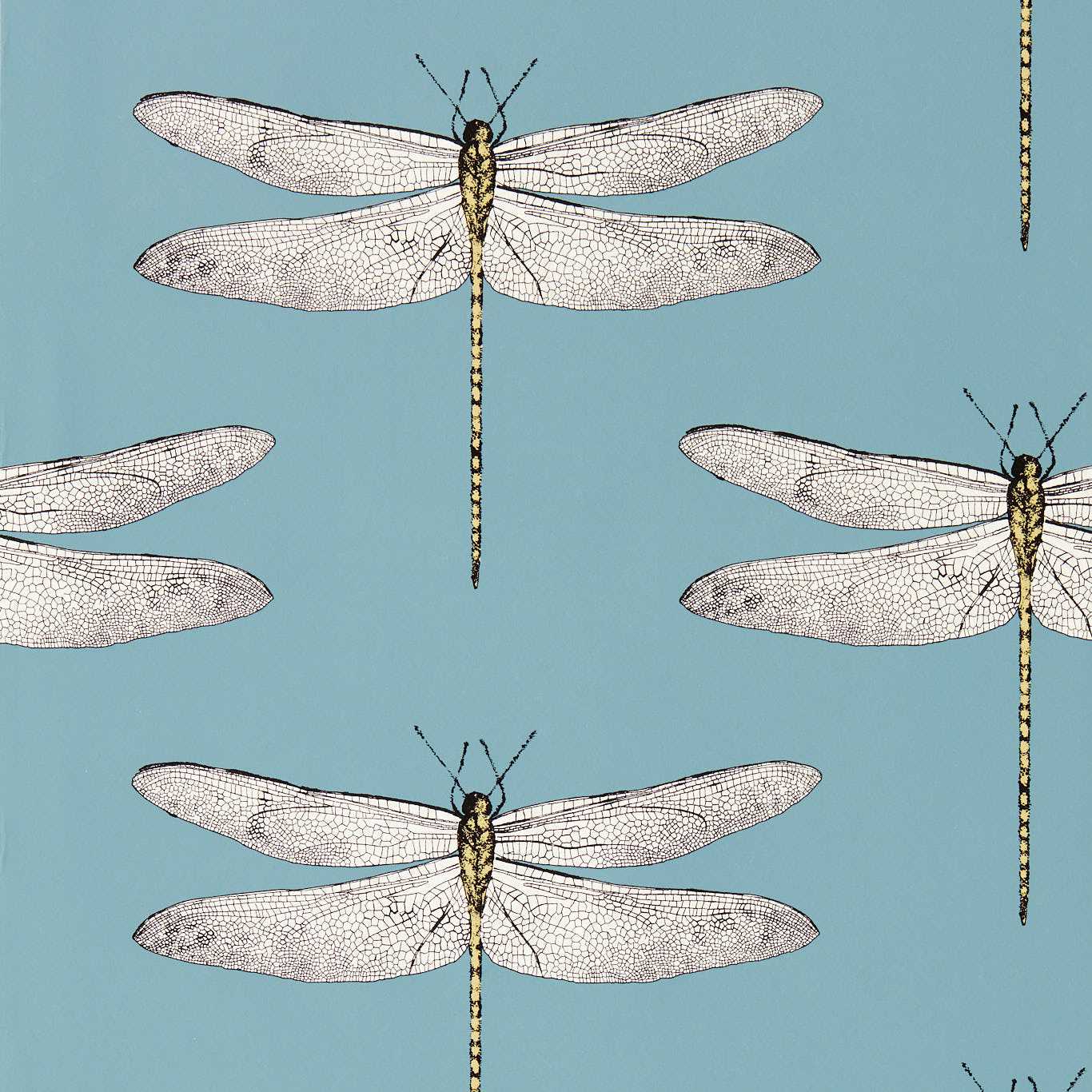 Demoiselle Wallpaper - Cornflower/First Light/Honey - Harlequin - HRTW113144