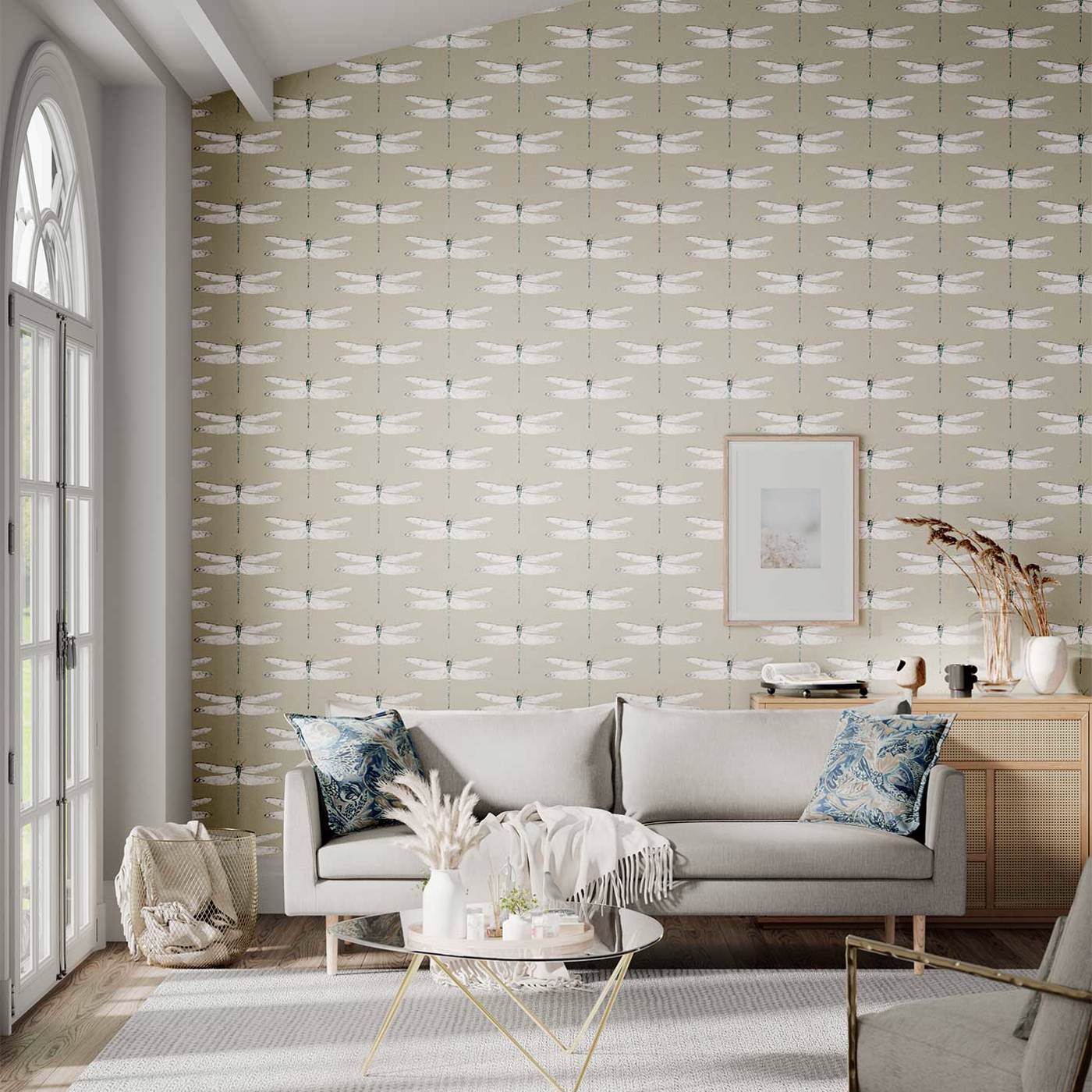 Demoiselle Wallpaper - Jute/Slate - Harlequin - HGAT111241