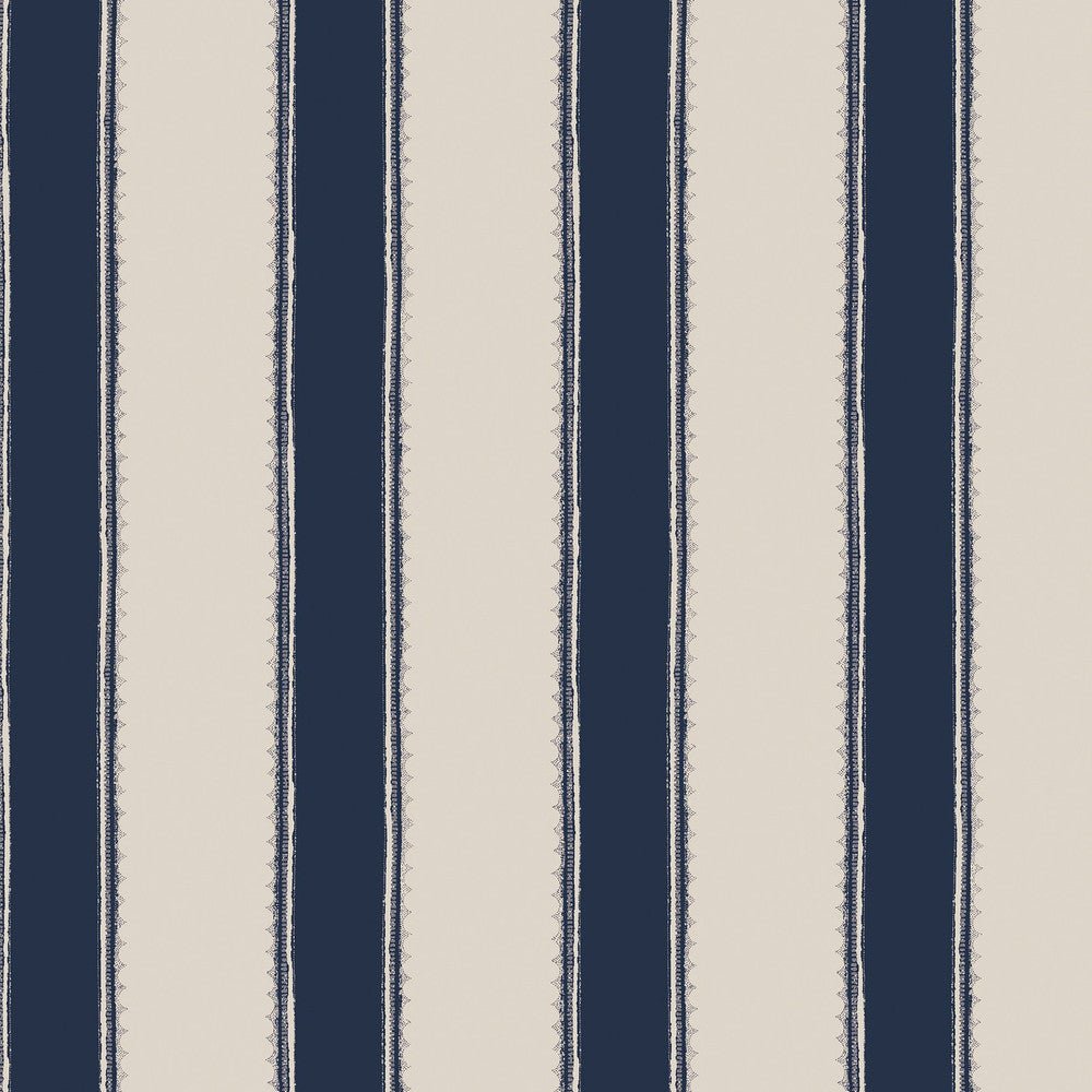 Denwick Stripe Wallpaper - Midnight Seapsray - Laura Ashley - 127404 - Premier Wallcovering
